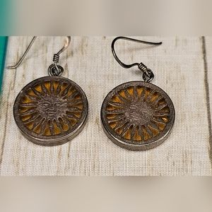 Vintage 90s Sun Glass Earrings  Gold Tone